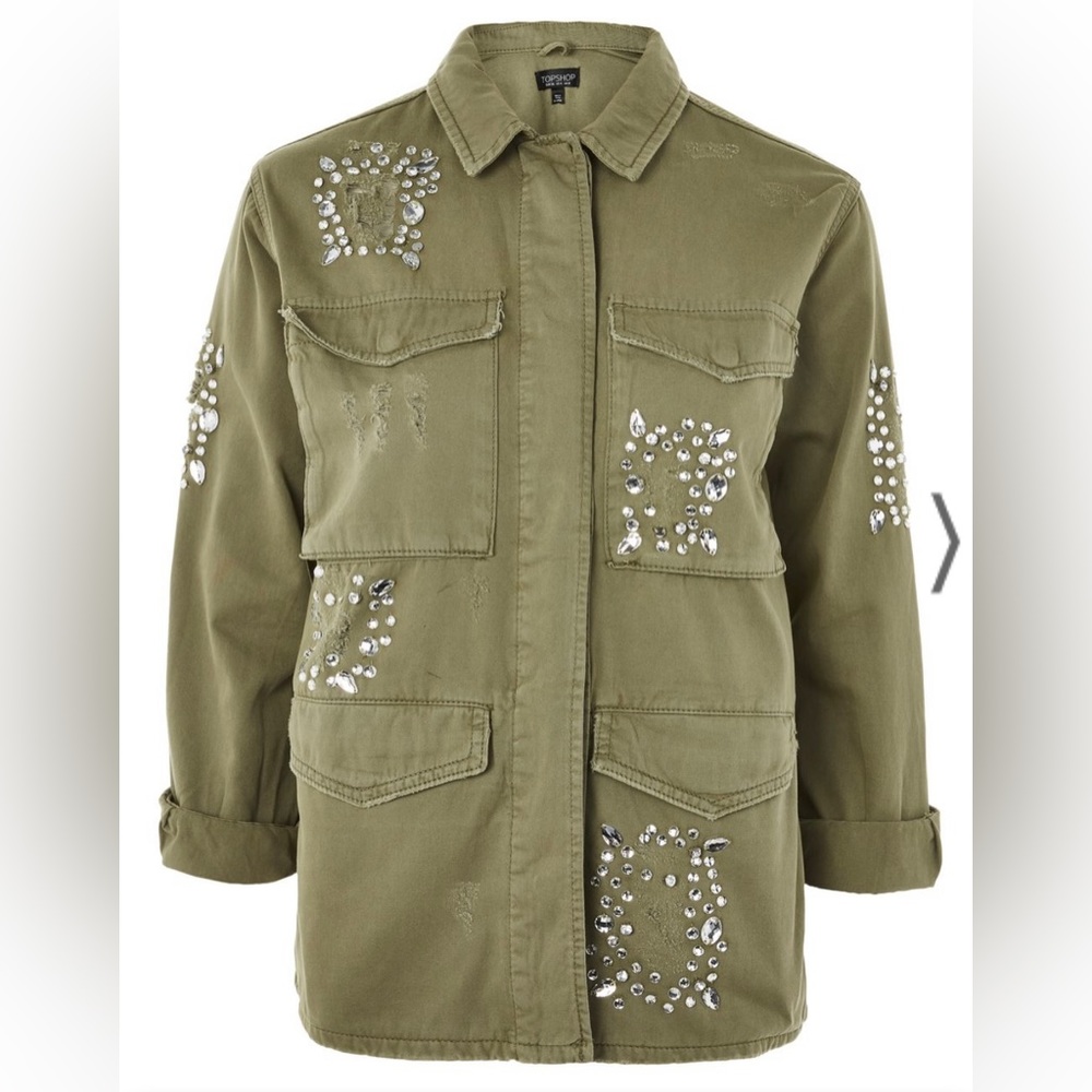 Topshop green crystal embellished shacket